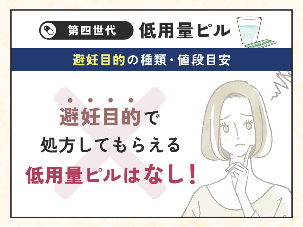 第四世代低用量ピルの避妊目的で処方してもらう値段一覧