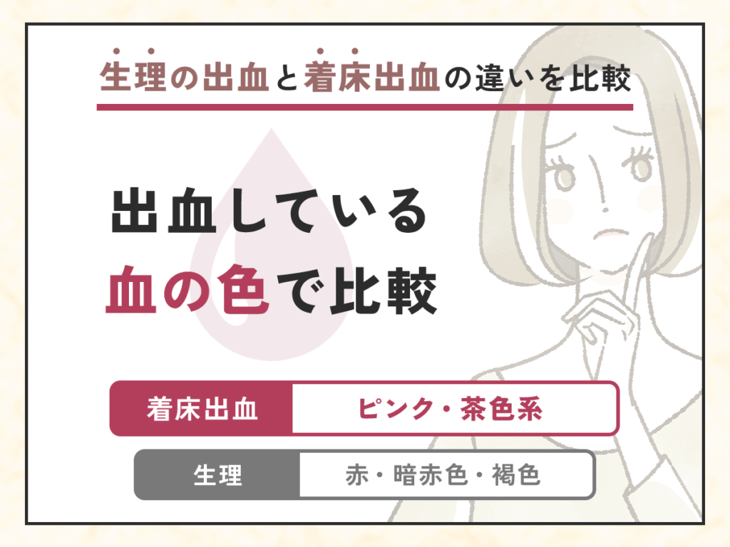 生理の出血と着床出血の違いを比較①：出血している血の色で比較