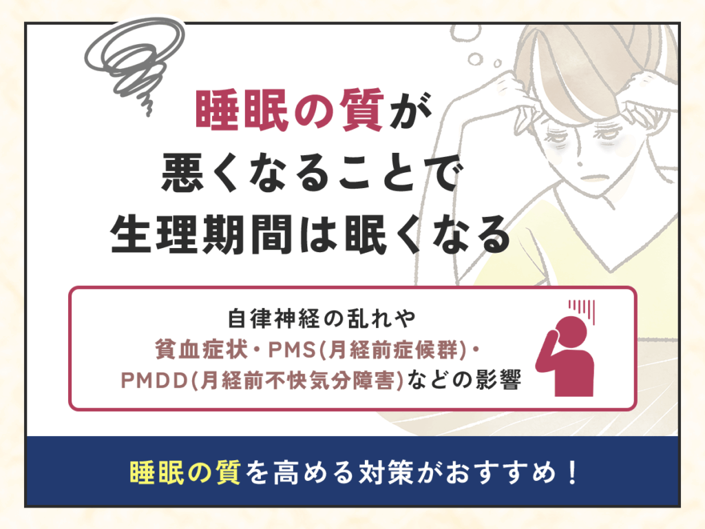 睡眠の質が悪くなることで生理期間は眠くなる