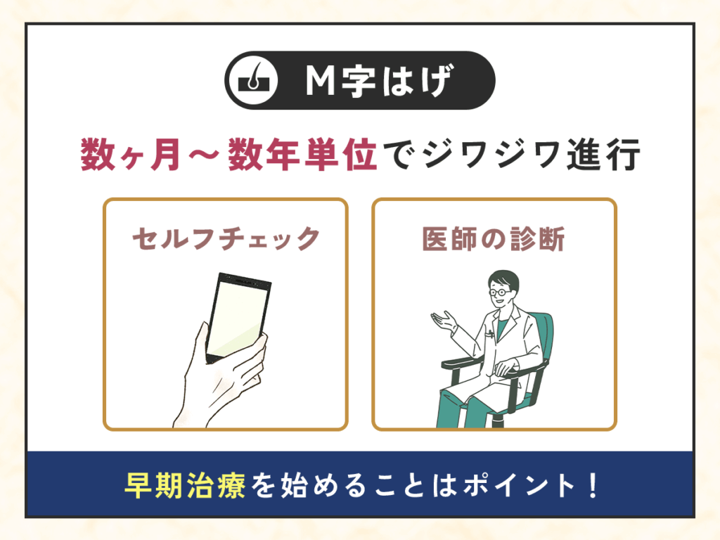 M字はげは数ヶ月〜数年単位でジワジワ進行